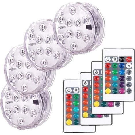 Set Aus 4 Mehrfarbigen Led-tauchlampen Rgb Mit Fernbedienung, Lichtern Und Farben, Ideal Für Aquarien, Badezimmer, Schwimmbäder, Gärten Und Aquarien.