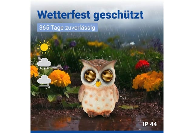 Maximex LED Dekofigur Modell Blinky Eyes Eule, Ein-/Ausschalter, LED fest integriert, Warmweiß, solarbetriebene Gartenfigur mit leuchtenden Augen, für Garten & Balkon