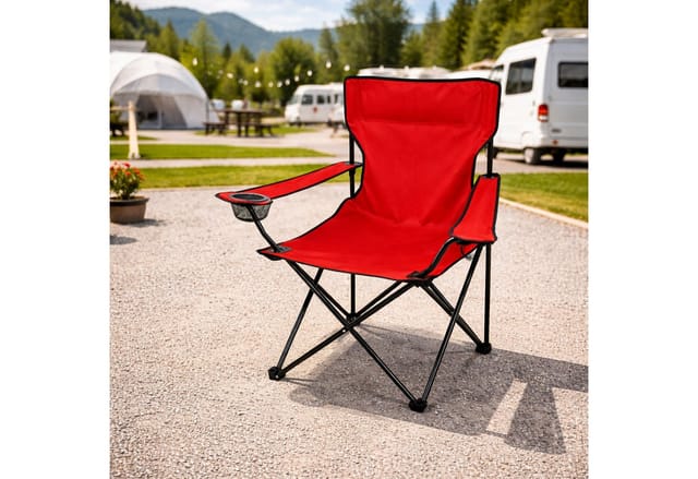 Mojawo Klappstuhl Anglersessel Campingstuhl Anglerstuhl Getränkehalter und Tasche Rot