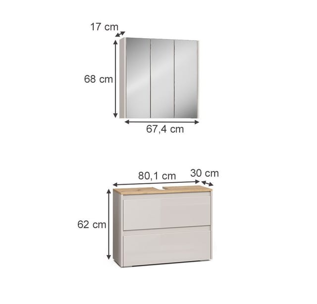 Vicco Badmöbel-Set Majest, Cashmere/Artisan, 2 Teile, (2-St., 2er Set)