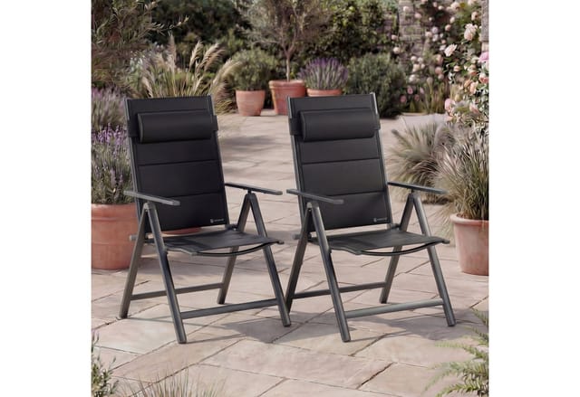 Casaria Gartenstuhl Bern Premium (2 St), Lehne 8-Fach Verstellbar Alu Gepolstert 120kg Belastbarkeit Wetterfest