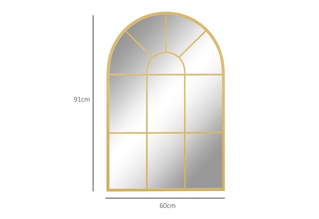HOMCOM Wandspiegel mit Metallrahmen Hängespiegel Dekospiegel (Fensterspiegel, 1-St., Spiegel), Gold 91 cm x 60 cm x 2 cm
