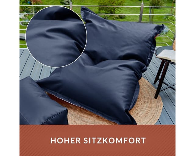 Green Bean Sitzsack Riesen-Sitzsack Kunstleder Square XXL (380 Liter Füllung, Indoor und Outdoor geeignet, abwaschbarer Bezug), Bean Bag Sitzkissen Sitzpuff Sitzsessel Bodenkissen Lounge