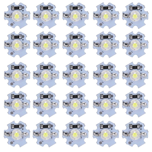 Packung Mit 25 Hochleistungs-leds (0,5 W, 5 V) Mit Lichtchip Und Aluminiumfassung, Kaltweiß (10000 K).