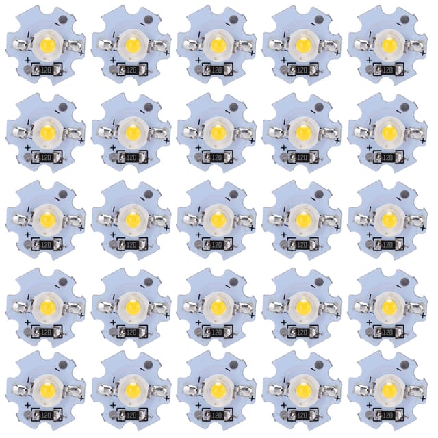 Packung Mit 25 Hochleistungs-leds (0,5 W, 5 V) Mit Aluminiumsockel, Warmweiß (3000–3200 K).