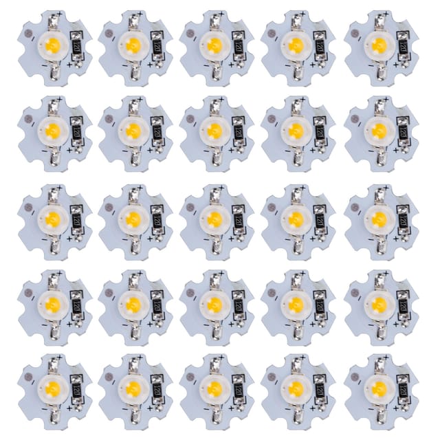 Packung Mit 25 Hochleistungs-leds (0,5 W, 5 V) Mit Aluminiumfassung, Gelbes Licht (588–590 Nm)