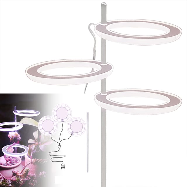 Vollspektrum-led-pflanzenlampe Für Sukkulenten, Blumen Und Pflanzen – Zusatzbeleuchtung Für Innenräume/wohnräume – Dreiflammig, Weiß