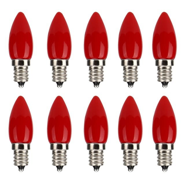 Packung Mit 10 Mini-e12-led-lampen (1,5 W, 110 V, Rotes Glas, 5,7 X 1,6 Cm) Für Kronleuchter, Deckenleuchten Und Wandlampen.