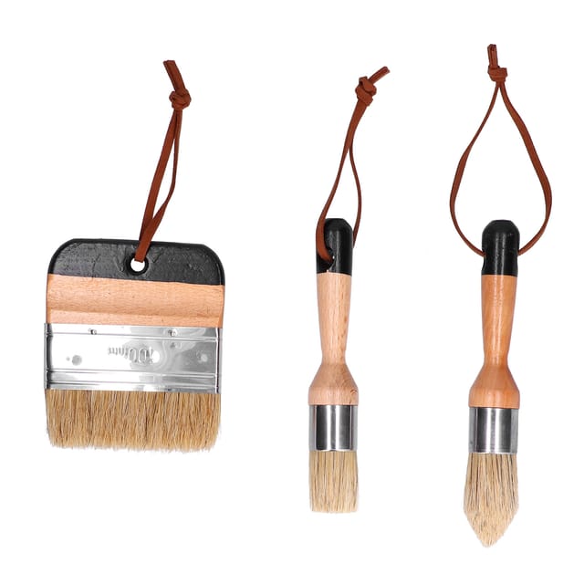Set Mit 3 Pinseln Zum Streichen Und Wachsen, Rundbürsten Und Scheuerbürsten Für Holzmöbel Und Wohnaccessoires
