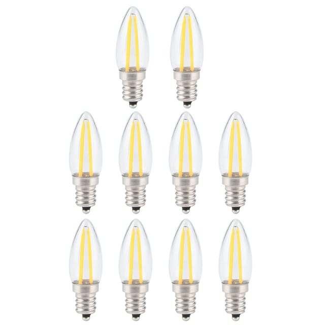 Packung Mit 10 E12-led-lampen Mit Kurzem, Langem Glühfaden, 1,5 W, 110 V Wechselstrom, Dimmbar Für Die Heimbeleuchtung