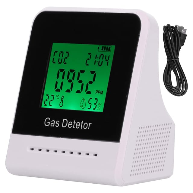 Luftqualitätssensor 400-5000 Ppm Co Temperatur- Und Feuchtigkeitsüberwachung Mit Uhr Und Usb-ladefunktion (weiß)