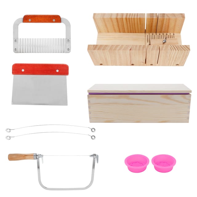 9-teiliges Silikon-seifenform-set (1200 Ml) Mit Hölzernem Brotausstecher – Diy-seifenherstellungswerkzeug