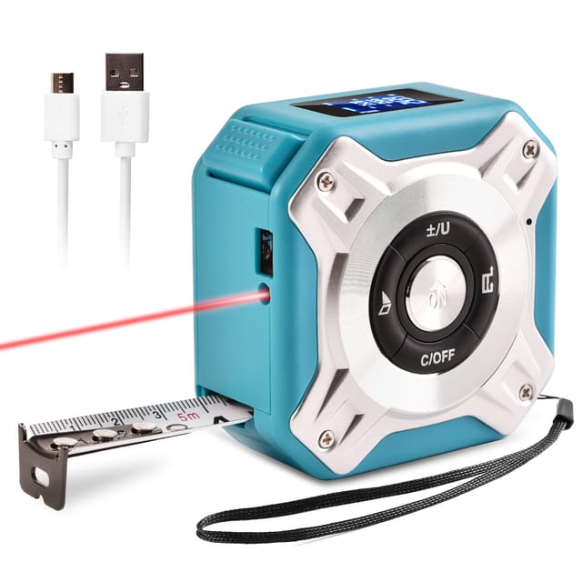 2-in-1 Infrarot-entfernungsmesser Mit Automatischer Kalibrierung, 40 M Infrarot-messbereich + 5 M Maßband, Lcd-display Für Entfernungs-/flächen-/volumenberechnung Und Anwendung Des Satzes Des Pythagor