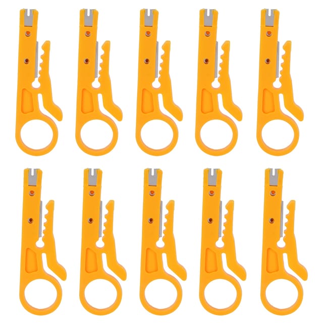 10er-pack Mini-abisolierzangen, Multifunktionale Abisolier- Und Crimpzangen Aus Abs Und Edelstahl, Gelb, 9 Cm, Für Elektriker, 5–6,2 Mm Kabel