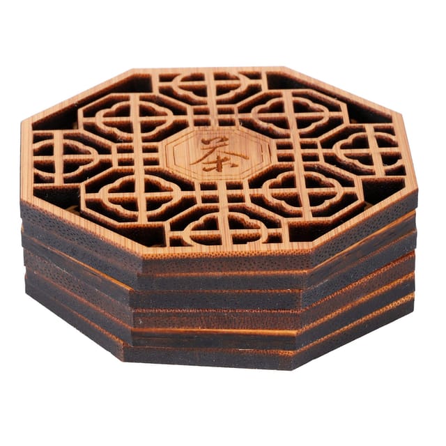 Set Mit 6 Bambus-untersetzern, Hitzebeständige Isolierunterlagen Für Tassen, Zubehör Für Die Teezeremonie, 9 X 9 X 0,6 Cm