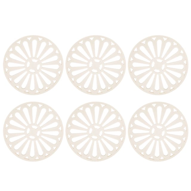Set Mit 6 Runden Untersetzern Aus Dickem Tpr Mit Beigefarbenem Blumenmuster Für Den Küchentisch, 15 Cm