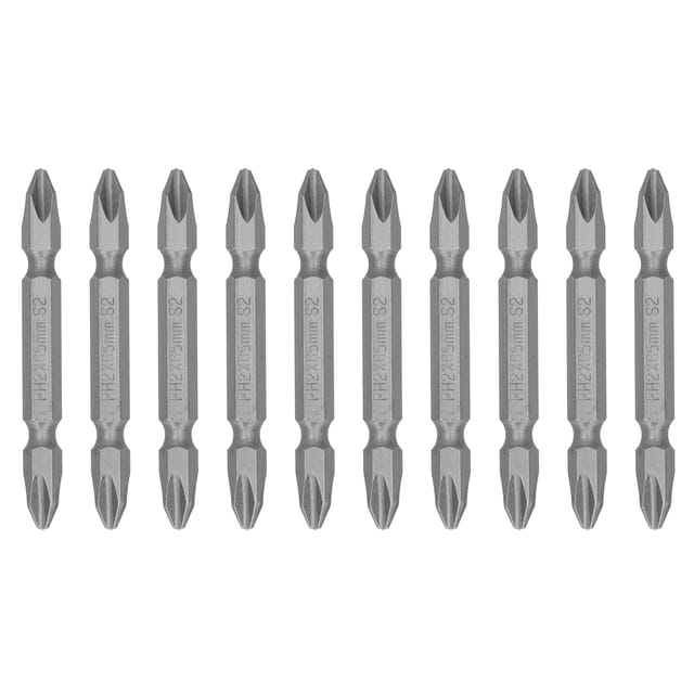 Packung Mit 10 Ph2 65mm Magnetischen Schraubendreherbits Mit Doppeltem Kreuzschlitzkopf, S2-stahl, Für Elektrische Schraubendreher (sandgestrahlt)