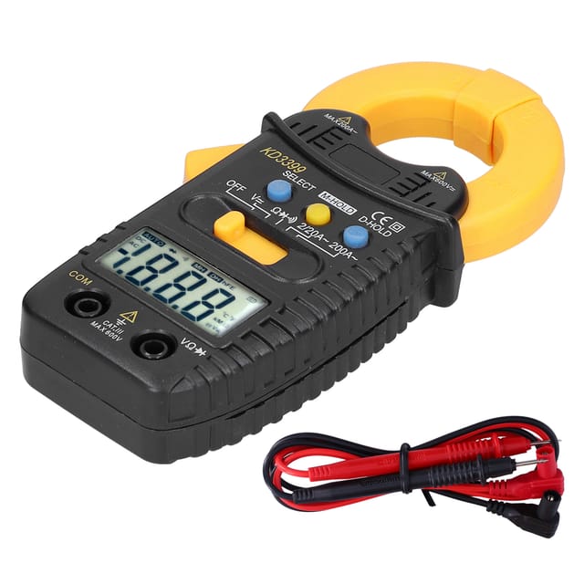 Multifunktionales Digitales Stromzangenmessgerät Mit Lcd-anzeige, Kabellos, 3 Aaa-batterien, Cat Iii, 600 V, Schwarz, 210 G, Automatische Verriegelung, Tragbar (kd3399)
