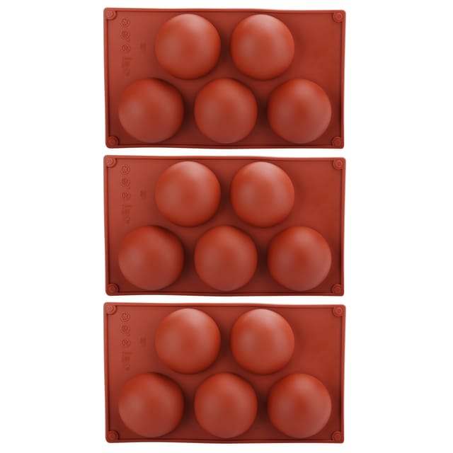 Set Mit 3 Braunen, Halbkugelf örmigen Silikonformen Für Heiße Schokolade, Mousse, Kuchen, 5 Mulden