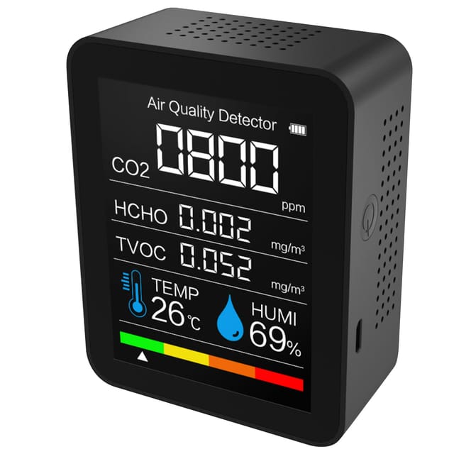 Co₂-detektor Mit Temperatur-/feuchtigkeitsmessung, Luftqualitätsmonitor, Digitaler Formaldehydanalysator, Hcho/tvoc-tester, Präzises Set Für Zuhause Und Büro, Echtzeitdaten