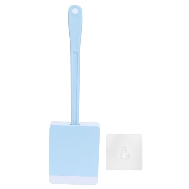 Wandmontierte Wc-bürste Mit Deckel Und Langem, Weichem Griff, Ablagefach, Selbstklebend, Pp+tpr, 35,5 X 8 X 9 Cm, Blau, Badezimmer, Zuhause, Hotel