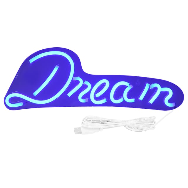 Blaues Led-usb-neonschild Für Schlafzimmer, Partys, Geburtstage, Weihnachten, Bars Und Restaurants, 43 X 14,5 Cm, As+pvc
