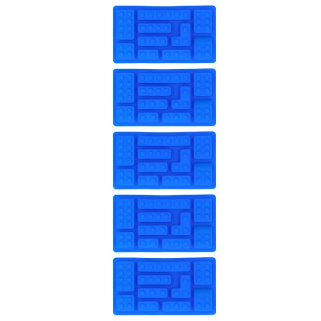 Set Mit 5 Blauen, Blockförmigen Silikonformen Für Schokolade, Kuchen, Gebäck Und Selbstgemachtes Backen