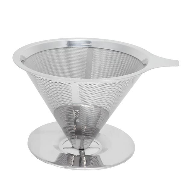 Kaffeefilter Aus Edelstahl 304 Mit Silbernem Trichter, 10 Cm, 136 G, Wiederverwendbar Für Zuhause, Büro Und Reisen