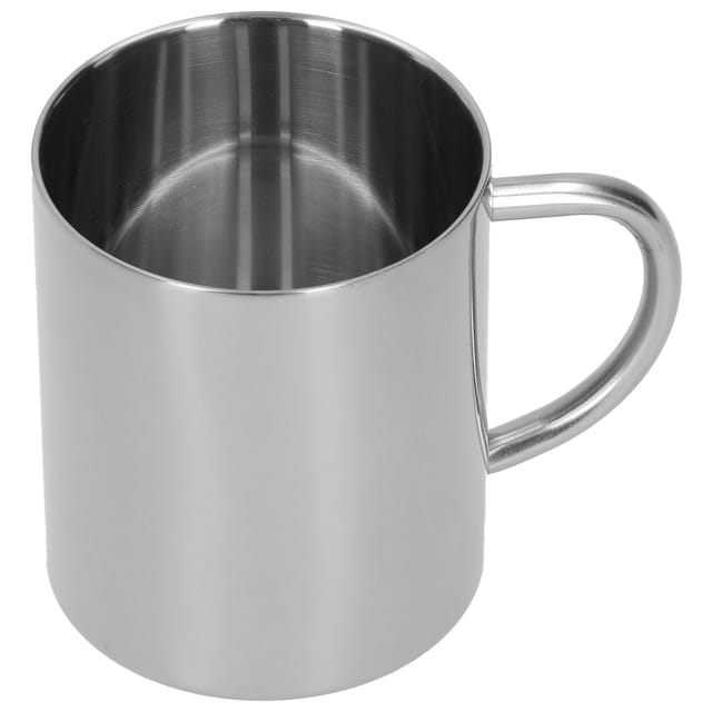 Doppelwandiger, Hitzebeständiger Kaffee-/tee-/wasserbecher Aus Edelstahl 304 Mit Henkel, 400 Ml (silber)