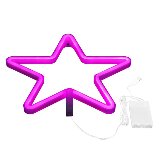 Led-neon-sternschild, Neonlicht Für Geburtstage, Wohnzimmer, Usb-/3 Aa-batteriebetrieb, Rosa