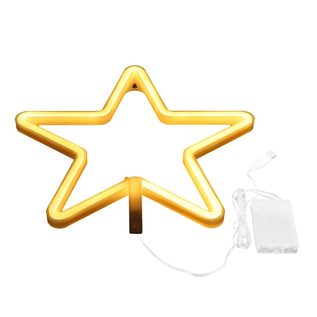 Led-neon-sternschild, Neonlicht Für Geburtstage, Wohnzimmer, Usb-/3 Aa-batteriebetrieb, Warmweiß