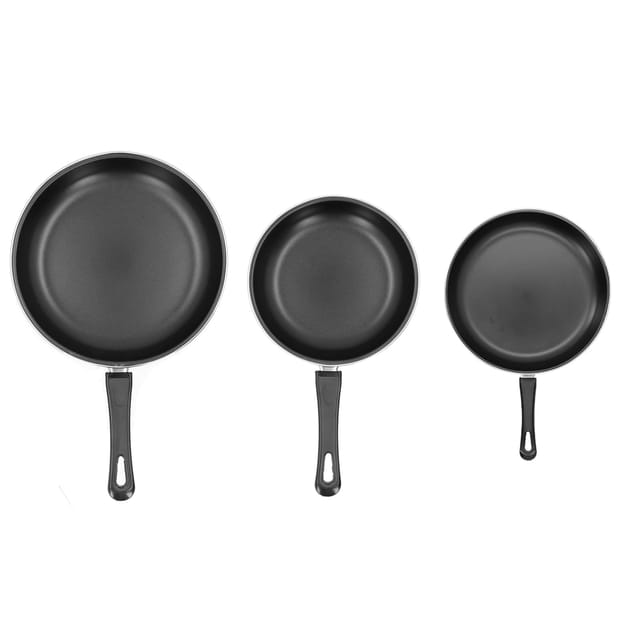 Set Mit 3 Schwarzen Edelstahl-antihaft-bratpfannen 20/25/30 Cm, Geeignet Für Induktions- Und Gasherde