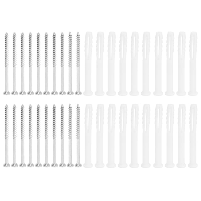 Packung Mit 20 Schrauben- Und Dübelsets Aus Eisen Und Kunststoff, 80 Mm, Zur Befestigung Von Möbeln, Schränken, Wandverankerung Und Beschlägen