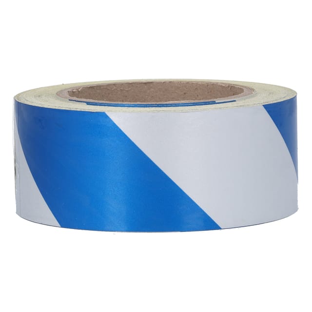 Reflektierendes Sicherheitsmarkierungsband 5 Cm X 30 M, Blau-weiß Gestreiftes Warnband Für Böden Und Fahrzeuge