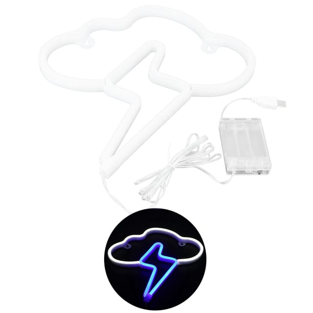 2-farbiges Led-neonschild, Batterie- Oder Usb-betriebene Led-neonlampe Für Kinderzimmer-partydekoration (weiß Blau)