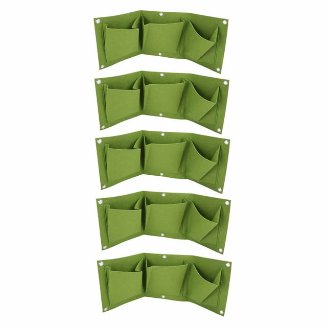 Set Mit 5 Filz-wandpflanztaschen Mit 3 Grünen Taschen, Gartenaccessoire