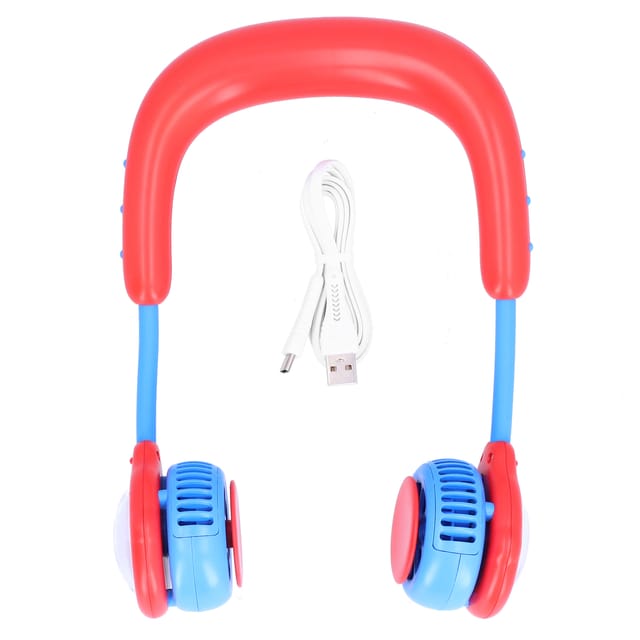 Tragbarer Nackenventilator Für Kinder, Mini-usb-wiederaufladbarer Elektroventilator Für Zuhause Und Outdoor-sport, Rot