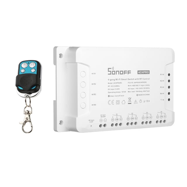 Sonoff 4ch R3/pro R3 Itead 4-wege-wlan-schalter Rf 433mhz 3 Modi: Tippbetrieb/selbstverriegelung/verriegelung Kompatibel Mit Alexa, Google Home Und Nest Mit 433mhz-fernbedienung