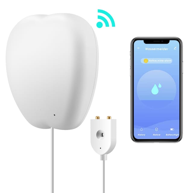 Intelligenter Wlan-wasserleck- Und Überschwemmungsmelder Mit 90 Cm Kabel, App-benachrichtigung Und 70 Db Alarm, Ifttt-kompatibel, Batteriebetrieben, Für Küche, Bad Und Keller