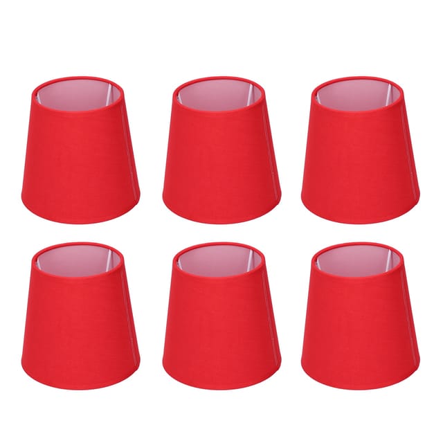 Set Mit 6 Schlichten, Modernen Lampenschirmen Aus Stoff Und Metall Für Pendel- Oder Wandleuchten E14, Durchmesser 11–15 Cm, Rot