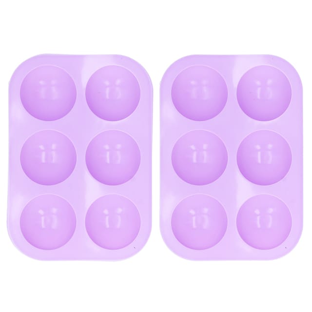 Set Mit 2 Lila Silikon-kuchenformen In Lebensmittelqualität Mit Je 6 Halbkugelförmigen Mulden, 19,5 X 13,3 Cm, Für Schokolade Und Gebäck