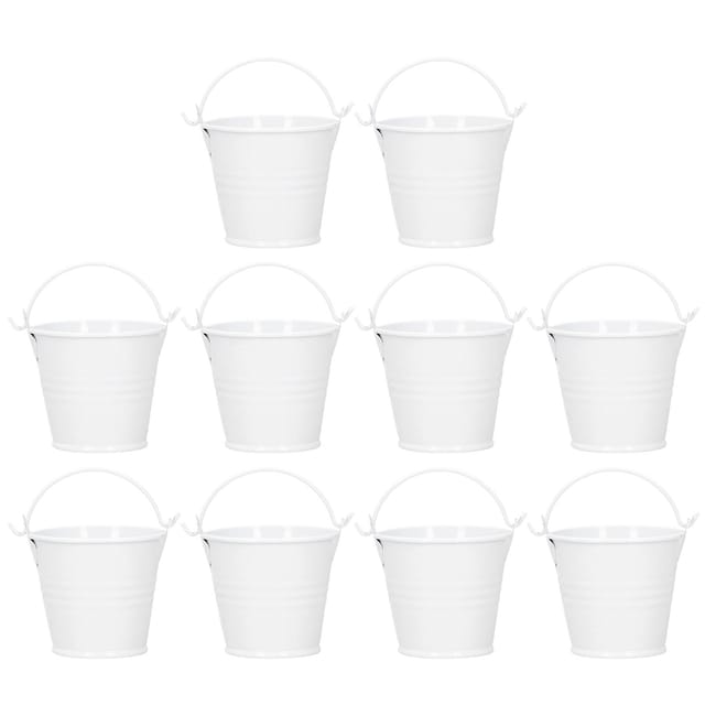 Set Mit 10 Mini-blumentöpfen Aus Blech, 4 X 5,5 X 6 Cm, Kleine Metalleimer Für Sukkulenten, Dekoration Für Drinnen Und Draußen