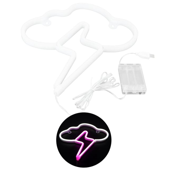 Zweifarbige Led-neonleuchte, Weiße Und Pinke Led-neonlampe, Batterie- Oder Usb-betrieben, Für Kinderzimmer, Schlafzimmer, Partys