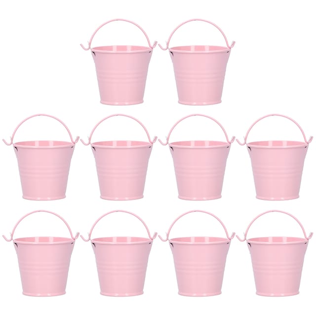 Set Mit 10 Kleinen Miniatur-blumentöpfen Aus Eisen Für Sukkulenten Und Zur Dekoration Im Innen- Und Außenbereich, Rosa, 4 X 5,5 X 6 Cm