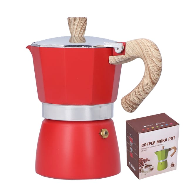 150 Ml Rote Moka-kaffeemaschine Für Gasherde Und Ethanol-kocher