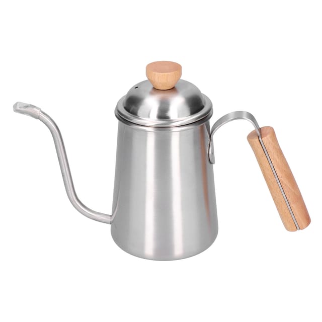 650 Ml Edelstahl-kaffeekessel Mit Langem Ausguss Und Holzgriff Für Filterkaffee