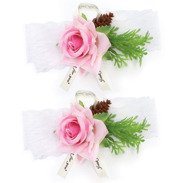 Set Mit 2 Seidenblumen Für Die Handgelenke Von Brautjungfern, Brautschmuck, Rosa Hochzeitsdekoration