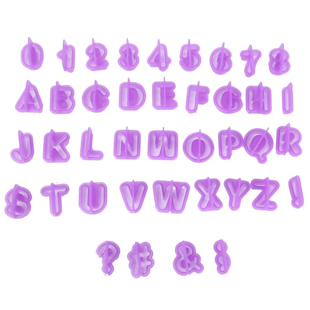 40 Stück Diy-alphabet- Und Zahlen-ausstechformen, Kuchen- Und Schokoladenausstechformen, Backzubehör, Lila Kunststoff