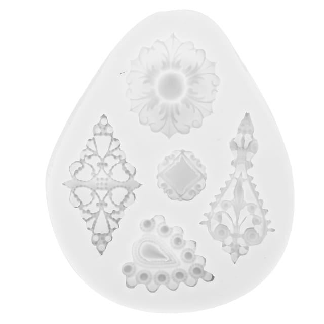 Silikon-fondantform Mit Retro-diamantmuster, Diy-kuchenform, Gebäckdekoration, 50-611-b Grau