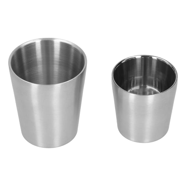Set Aus 2 Doppelwandigen Gläsern Aus Edelstahl 304 Für Bier, Wein Und Kaffee, 180 Ml Und 300 Ml